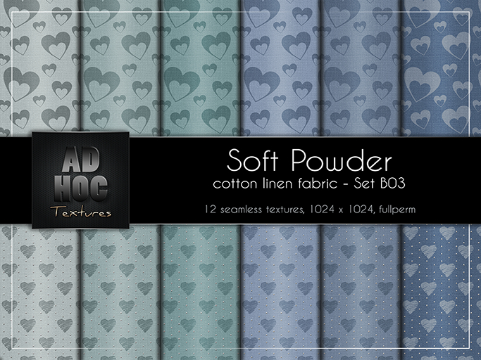 AD HOC - SOFT POWDER - Set B03 - Fabric Cotton Linen (hearts)
