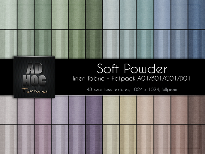 AD HOC - SOFT POWDER - Fabric Cotton Linen (solids & stripes) - Fatpack A01-B01-C01-D01