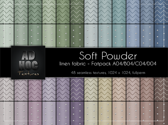 AD HOC - SOFT POWDER - Fabric Cotton Linen (chevron & dots) - Fatpack A04-B04-C04-D04