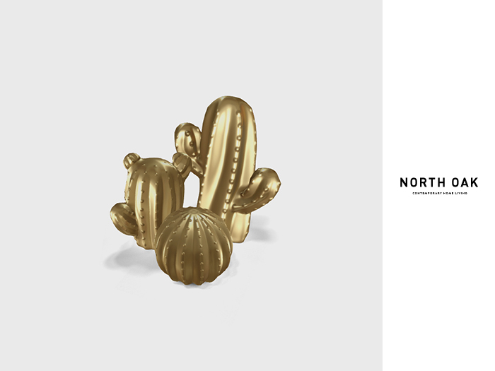 [North Oak] + Ceramic Cactus (gold)