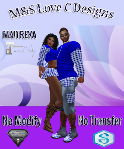 2022 {BOXED}COUPLE BLUE & WHITE CHEKARD MACK STRESSED OUT FIT