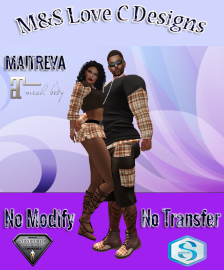 2022{BOXED} COUPLE BROWN AND TAN CHECKARDMACK STRESSED OUT FIT