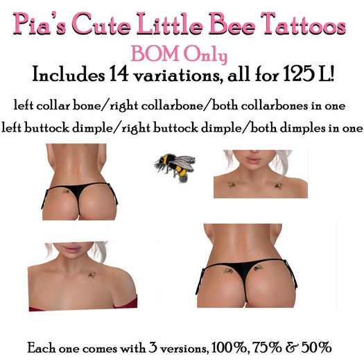 Pia's Cute Little Bee Tattoos