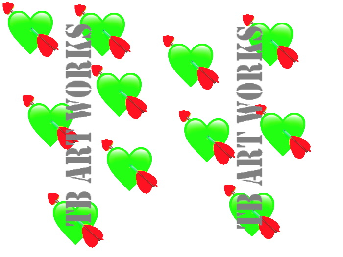 TB TINY Green Hearts Arrow Poofer (add to Neck or Chest)
