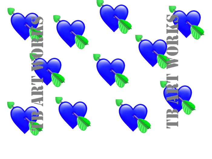 TB TINY Blue Hearts Arrow Poofer (add to Neck or Chest)