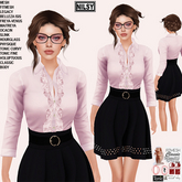 FRILLY SHIRT&FLARED SKIRT,CL&MESH BODY