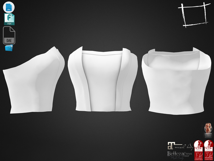 Dae Obj FBX For Female Tube Top Maitreya, Slink (Physique,Hourglass), Belleza (Isis,Freya), Legacy