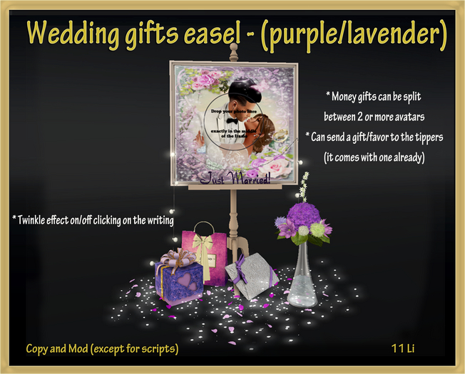 Wedding gifts  easel - Purple