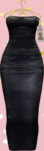 Becky Strapless Long Dress - Black Leather