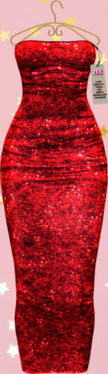 Becky Strapless Long Dress - Blood Sequins