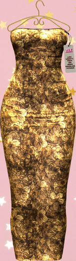 Becky Strapless Long Dress - Golden Flowers