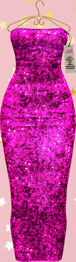 Becky Strapless Long Dress - Pink Sequins