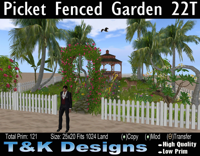 Garden Picket Fenced v22T Mesh(25x20)121PCM1899 T&K Designs