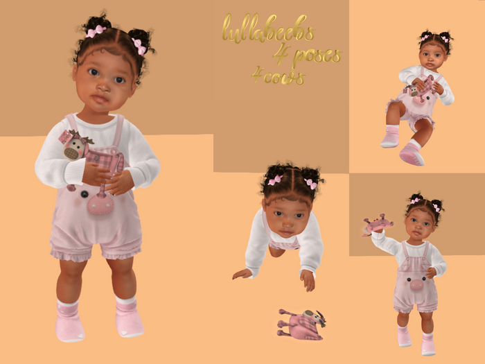 Lulla Beebs - 4 Photoposes with cuddle cow PINK