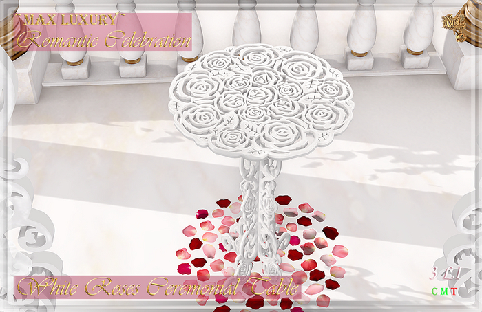 Max Luxury Romantic Celebration - WHITE Roses Ceremonial Table