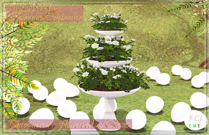 Max Luxury Romantic Celebration- Three-tiered Flowerbed w/Roses