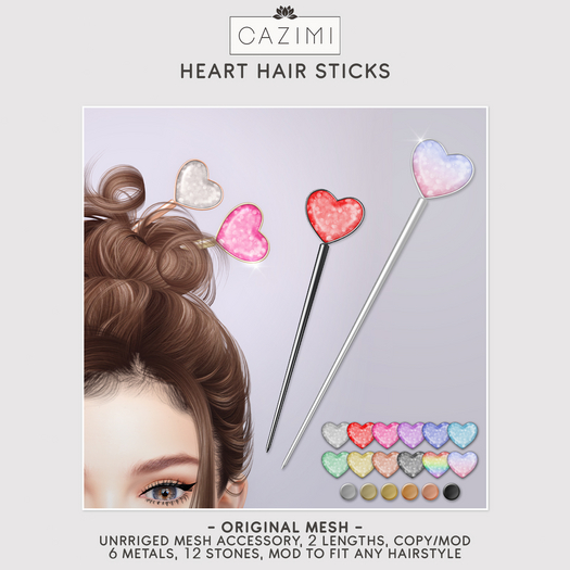 :CAZIMI: Heart Hair Sticks