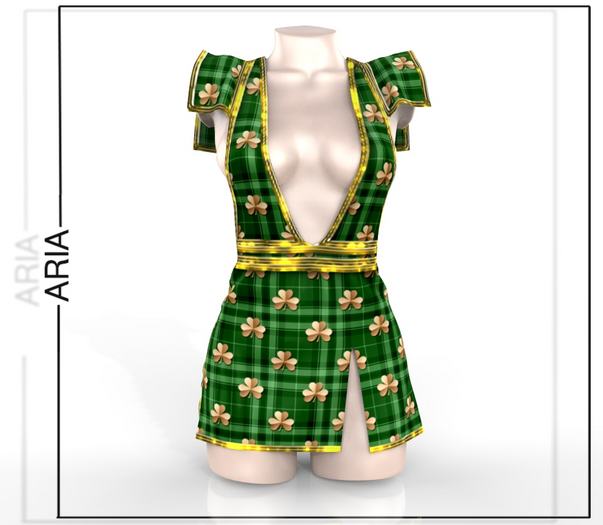 ARIA St Patricks Day Lux Nova Dress Reborn Maitreya Petite Legacy Perky Clover Green Shamrock Irish Dress