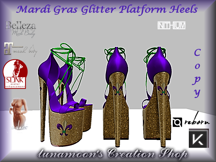 Mardi Gras Glitter Platform Heels