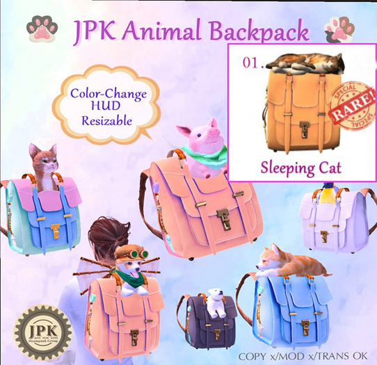 **JPK Animal Backpack 1 (Sleeping Cat) BOX RARE