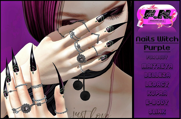 :::FRIDANails:::  Nails Witch  Purple--stiletto --(ADD ME)