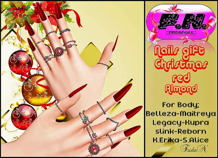 :::FRIDANails::: Nails Gift --Red Christmas (add me)