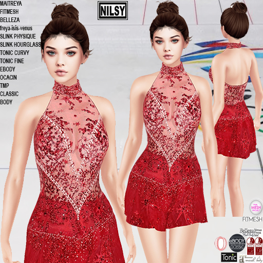 ICE SKATING DRESS,CL&MESH BODY