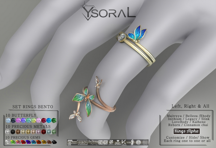 ~~ Ysoral ~~.:Luxe Set 2 Rings butterfly :.(BENTO)