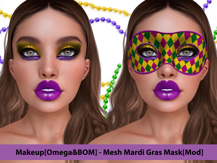 [NF] - Female Mardi Gras Mask & Makeup - 1 -Pierrina - Mardi Gras Makeup