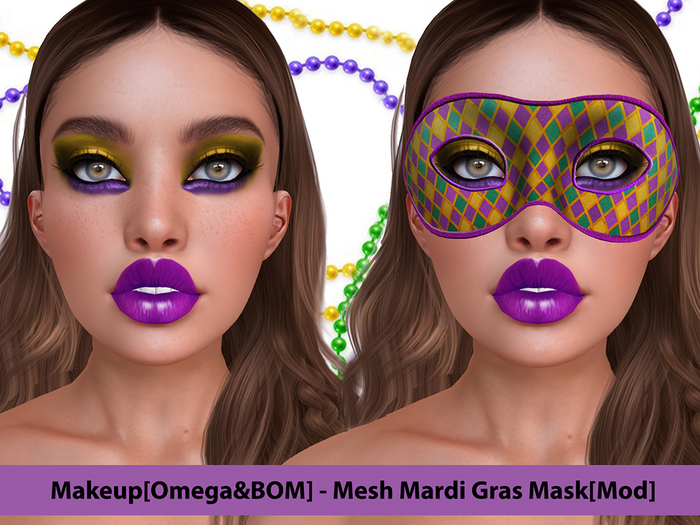 [NF] - Female Mardi Gras Mask & Makeup - 3 -Pierrina- Mardi Gras Makeup