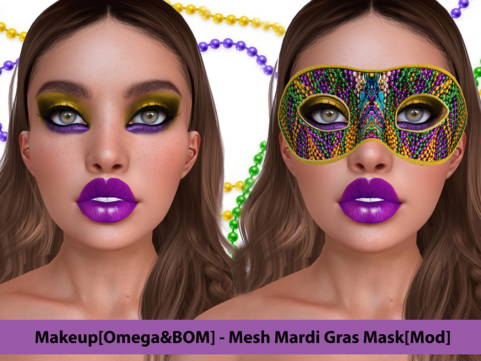[NF] - Female Mardi Gras Mask & Makeup - 4 -Pierrina - Mardi Gras Makeup