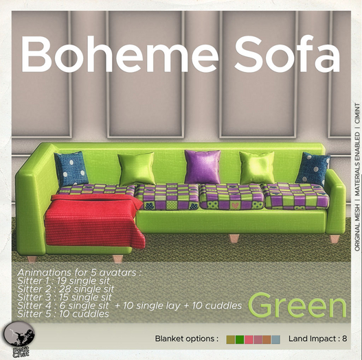 *PC* Boheme Sofa Green 