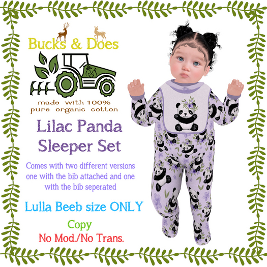 [Bucks & Does] - Lilac Panda Sleeper Set (Lulla Beebs)