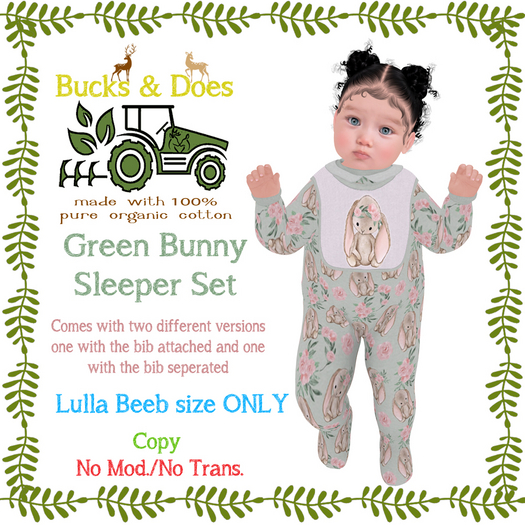 [Bucks & Does] - Green Bunny Sleeper Set (Lulla Beebs)