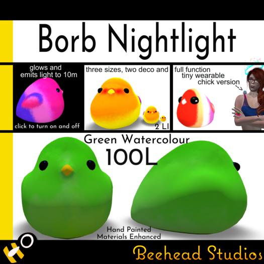 Green Watercolour Borb Nightlight