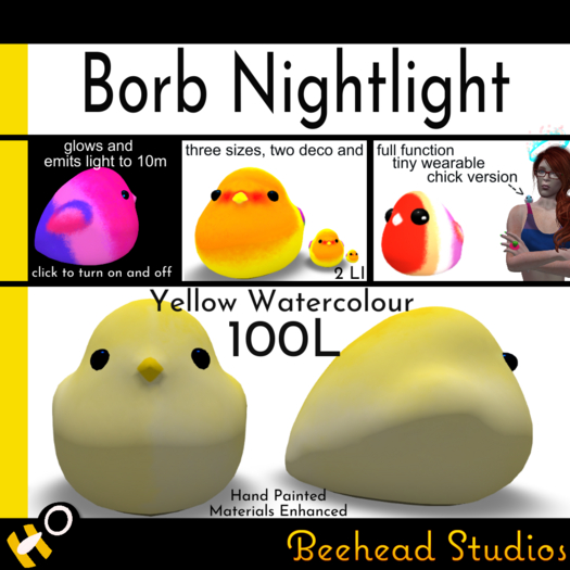 Yellow Watercolour Borb Nightlight