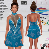BLUE SKATER DRESS,CL&MESH BODY