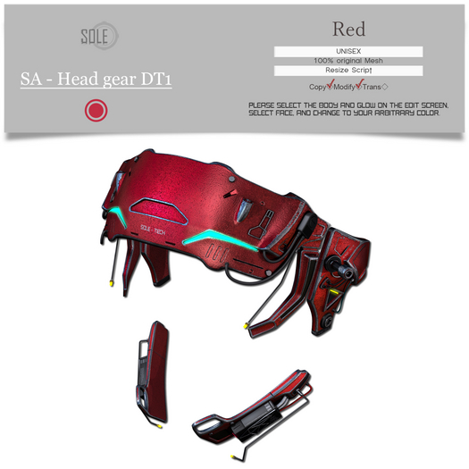 :::SOLE::: SA - Head gear DT1 (Red)