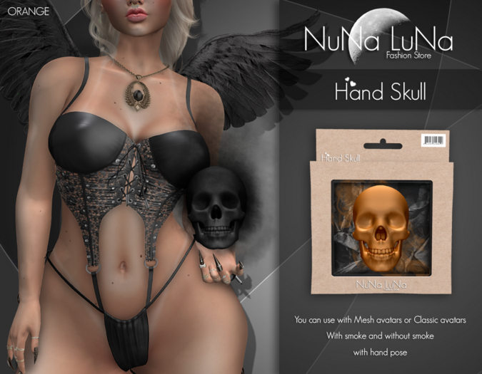 ~NuNa LuNa~ HAND SKULL - ORANGE