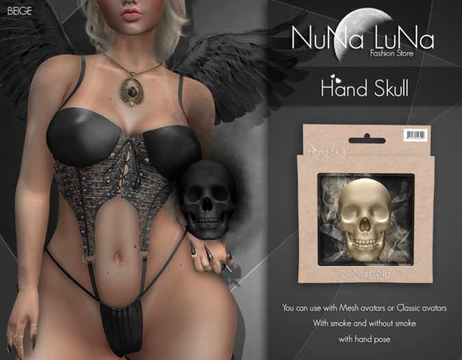 ~NuNa LuNa~ HAND SKULL - BEIGE