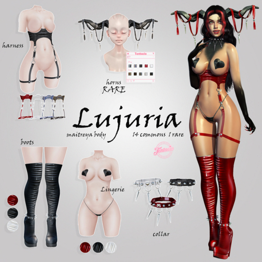 *Tentacio* Lujuria set. Collar red