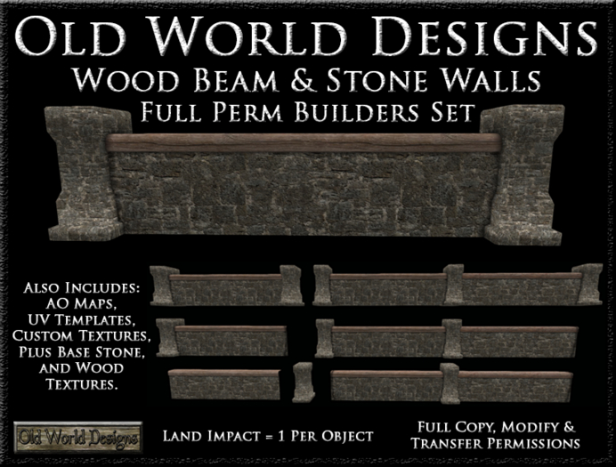 Old World Designs Wood Beam and Stone Wall Full Perm Builders Set