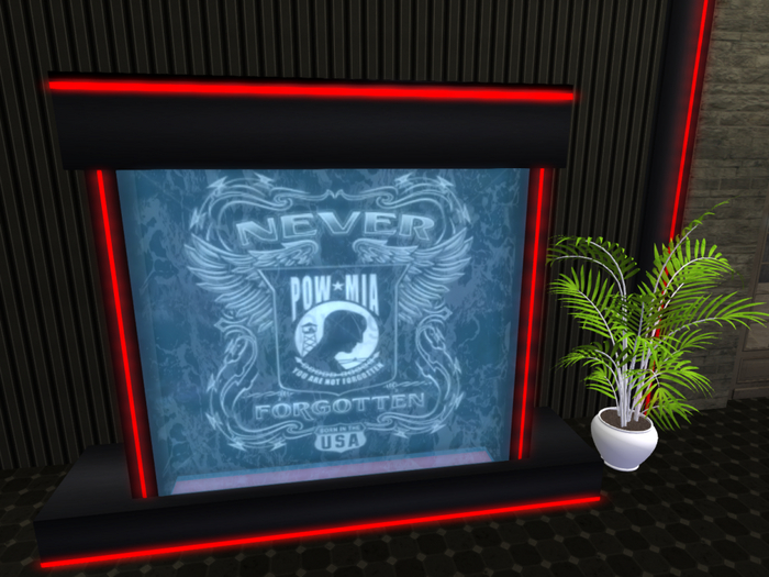 POW MIA WaterFall black with red neon