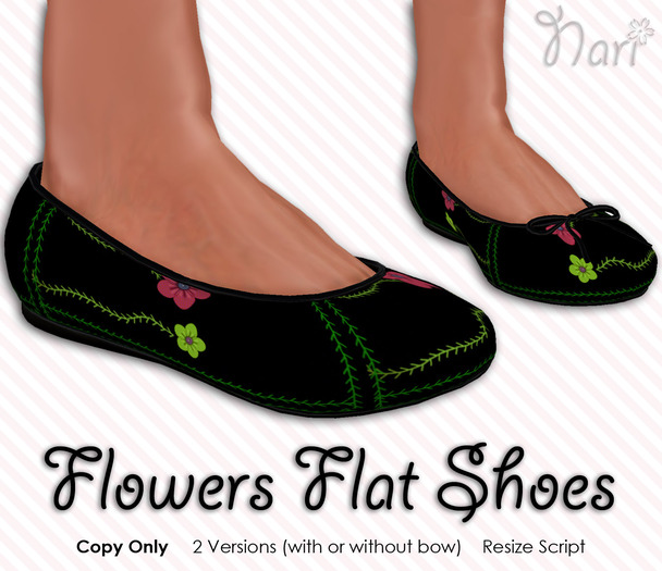 Flowers Flat Shoes (black)