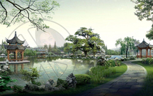 269 - Summer - Japan - Garden - Zen - Lake - Trees - Land Divider - Privacy Screen