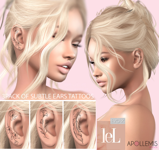 APOLLEMIS 3PACK of Subtle Ears Tattoos Lelutka EvoX