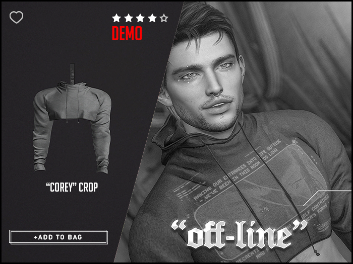 "Off-Line" x "Corey" Cropped Hoodie / DEMO