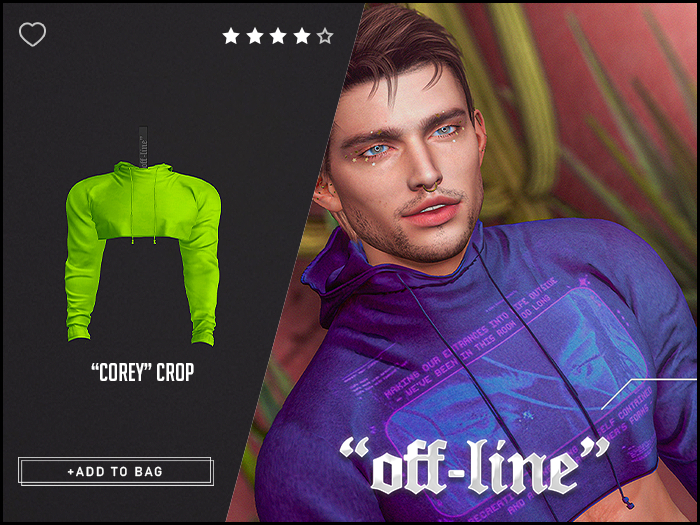 "Off-Line" x "Corey" Cropped Hoodie / Limon