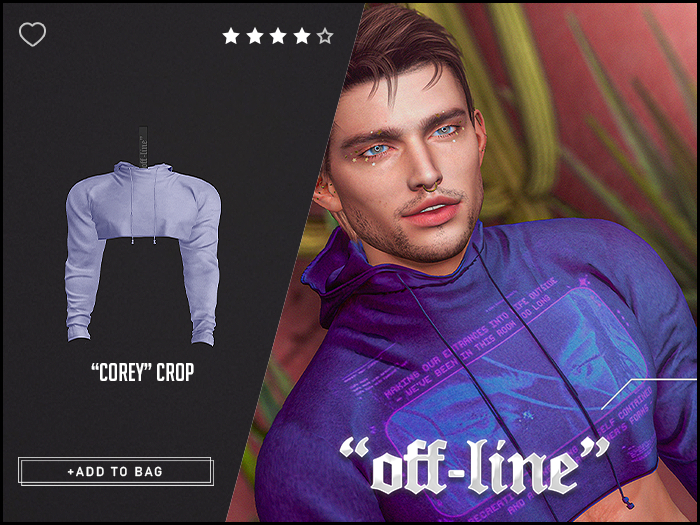 "Off-Line" x "Corey" Cropped Hoodie / Lilac