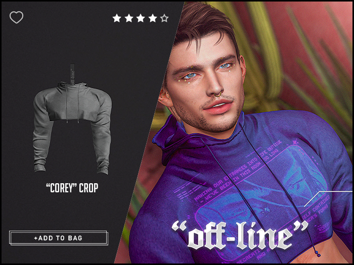 "Off-Line" x "Corey" Cropped Hoodie / Grey